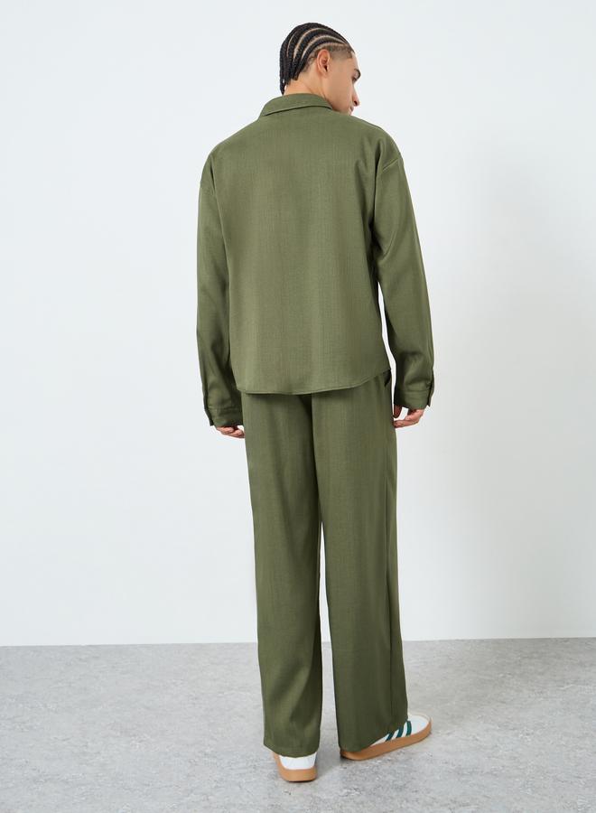 Take Two Men Green Solid Button Front Shirt and Pants Co-Ords - Image 5